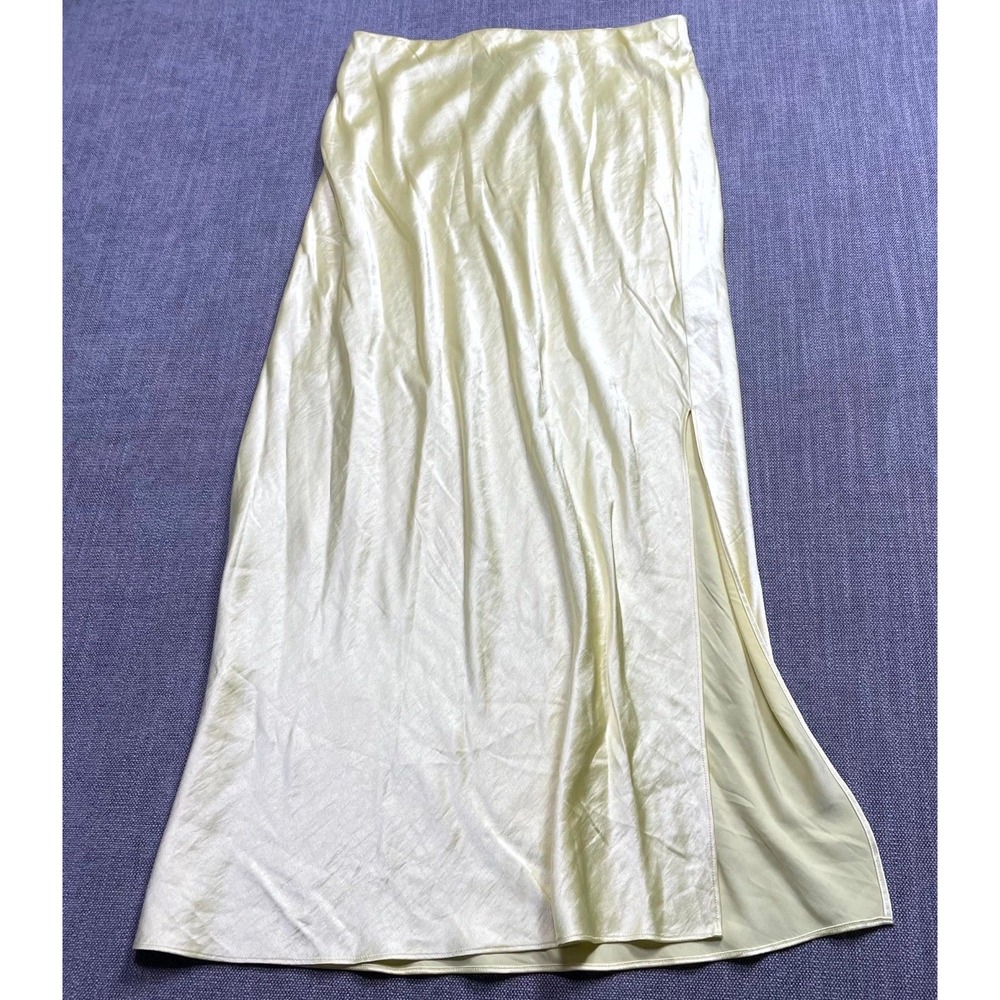 Madewell Maxi Slip Skirt Womens 6 Beige Satin Side Slit NN575